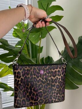 Leopard Print Crossbody Bag in Brown and Purple